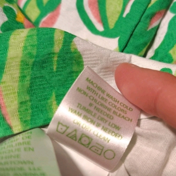 Lilly Pulitzer Rosie Shift Dress Size 4 Green Pink Tropical Print Cotton - Picture 10 of 10